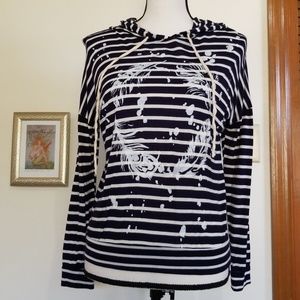Juniors Spoiled striped feather hoodie M